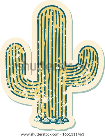 iconic distressed sticker tattoo style image of a cactus