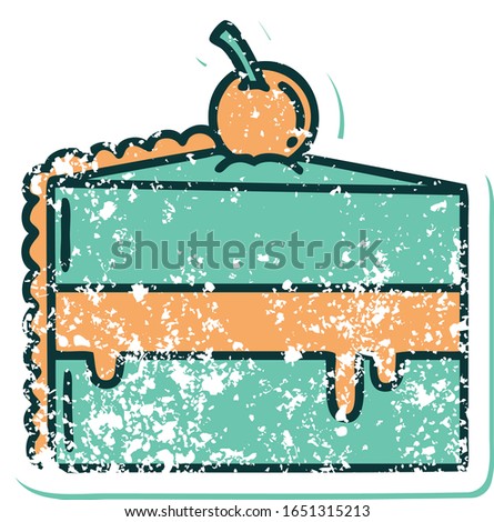 iconic distressed sticker tattoo style image of a chocolate cake