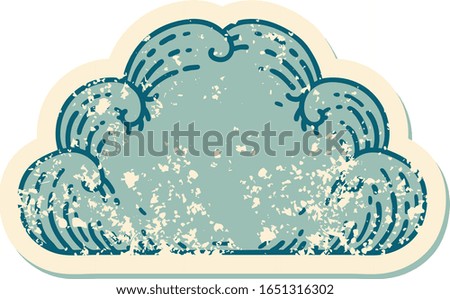 iconic distressed sticker tattoo style image of a cloud