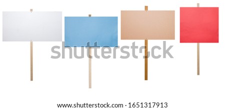 blank protest signs isolated on white background Royalty-Free Stock Photo #1651317913