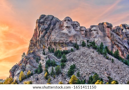 Mount Rushmore National Memorial,Black Hills region of South Dakota, USA Royalty-Free Stock Photo #1651411150
