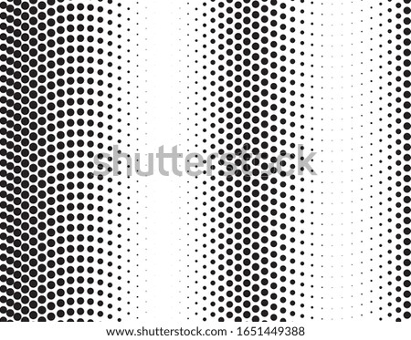 Halftone background wave. Curved gradient texture or pattern. Vertical gradient dots. Pop art texture. Vector illustration.