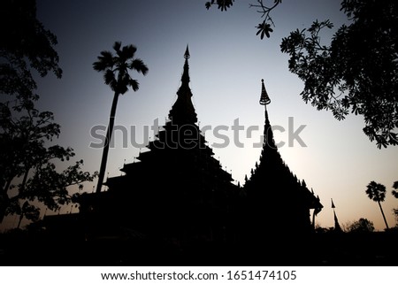 Silhouette picture of "Phra Mahathat Kaen Nakhon" at Khon Kaen province, Thailand in evening.