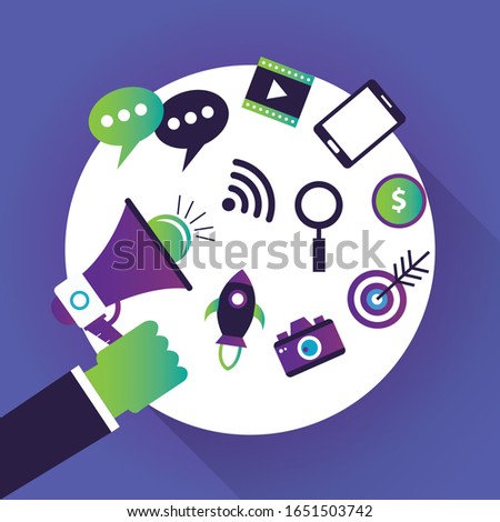 Digital marketing concept. Hand Holding Megaphone