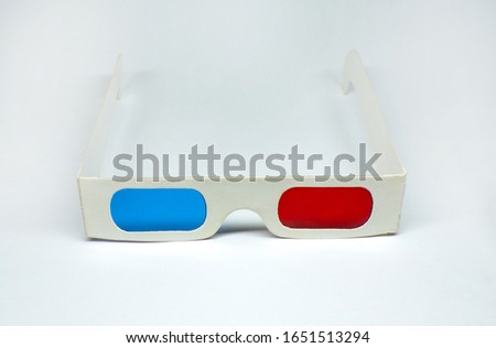 3D glasses isolated on a white background. Glasses for viewing 3D movies and TV series.