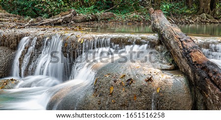 The rapids of a waterfall in the rainforest