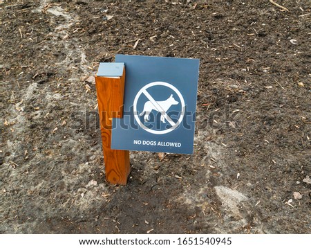 A dog walking sign is prohibited in a public park. Background image. A place. for text.