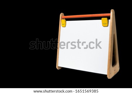 White grungy  wooden empty chalkboard isolated on seamless black background, Concept for education with empty space for text.