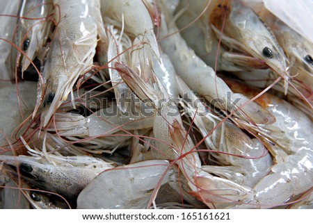 The Picture Many raw shrimp as garnish in cooking.