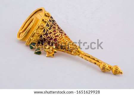 Traditional Indian Brooch isolated in white background