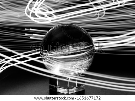 Universum in Glass ball with modern light art