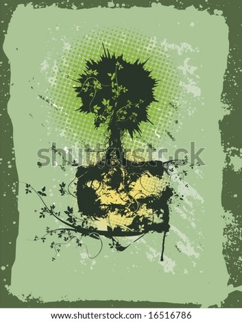 tree silhouette on abstract grunge background