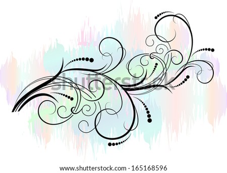 Floral abstract  branch on a colorful background
