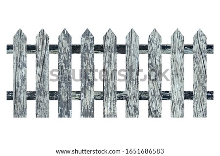 Decayed Wooden Fence Isolated on White Background, Suitable for Presentation, Backdrop and Web Templates.