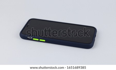 Image of Black Mobile Phone with Elegant Navy Case