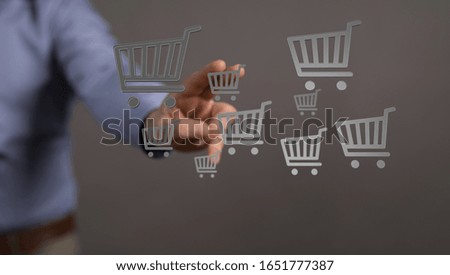 Shopping cart on digital tablet. Shopping online concept.
