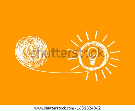 concept icon showing untangling a tangled line into  creative idea. a metaphor for a mentor or coach in a troubled business Royalty-Free Stock Photo #1651824862