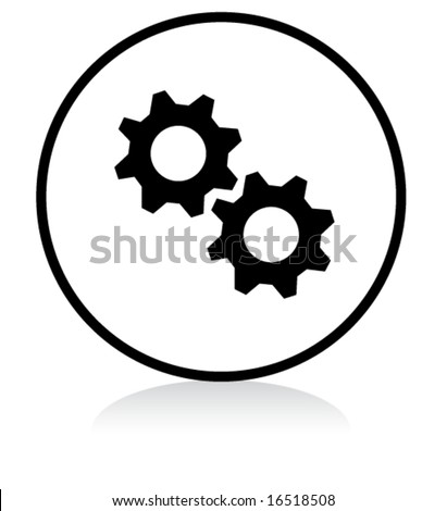 illuminated sign - WHITE version - gears symbol