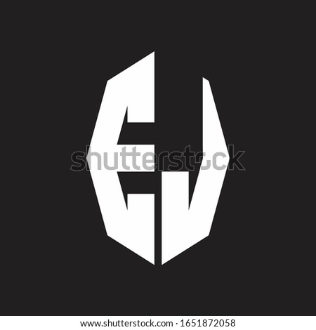 EJ Logo monogram with octagonal ribbon style design template