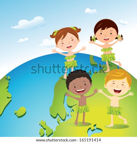 Diverse kids love our earth. Earth day, Recycle day! 