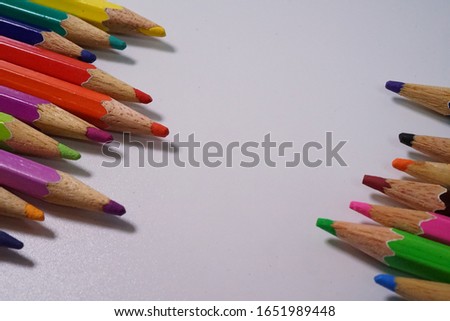 Many colour pencils on the white background. We can use t for drawing some great picture in the Art class in school. Kids are also need all of them.