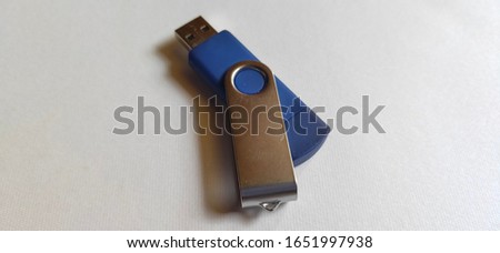 Blue USB flash drive isolated on white background