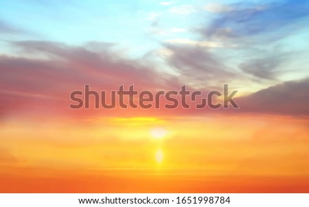 Sunset background beautiful sun and sky sunlight evening clouds on skyline nature pink yellow blue color  