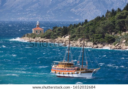 Makarska lighthouse Croatia Hrvatska coast Royalty-Free Stock Photo #1652032684
