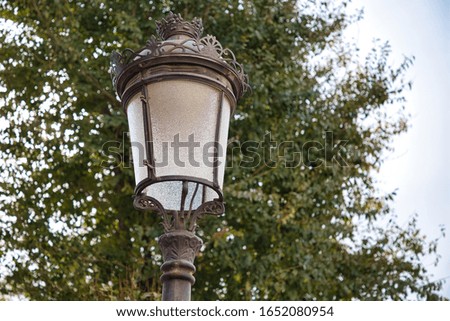 Outdoor vintage street light in Europe Royalty-Free Stock Photo #1652080954