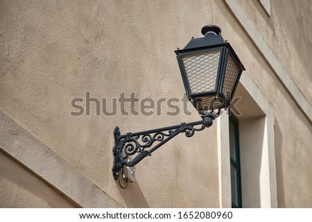 Outdoor vintage street light in Europe Royalty-Free Stock Photo #1652080960