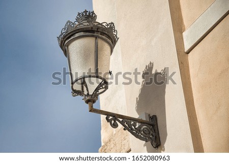 Outdoor vintage street light in Europe Royalty-Free Stock Photo #1652080963