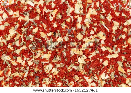 Layer of colorful Italian bruschetta type  dried herb mix Royalty-Free Stock Photo #1652129461