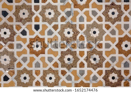 marble mosaic design on Baby Taj or Itimad-ud-Daulah Tomb, india