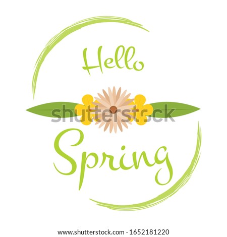 Floral frame with hello spring text - Vector
