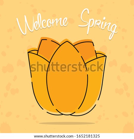 Welcome srping illustration with a flower icon - Vector