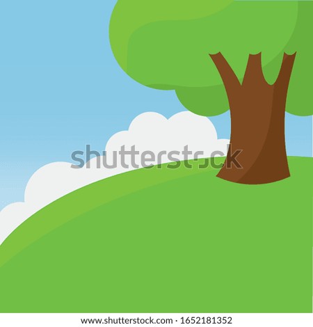 Hello spring landscape with a text- Vector