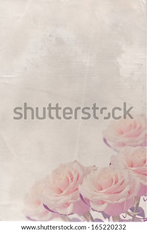 Postcard with fresh flowers  and place for your text. Abstract background for design. Retro style.