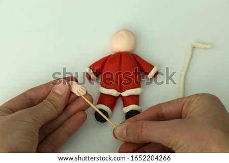 step by step making Santa Claus  with play dough for children's activity and Christmas ,nursery or kindergarten lesson plasticine concept.