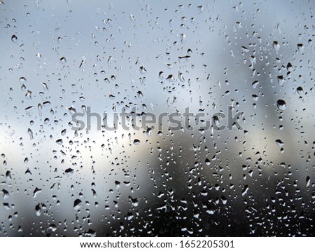 Water droplets on the glass after rain