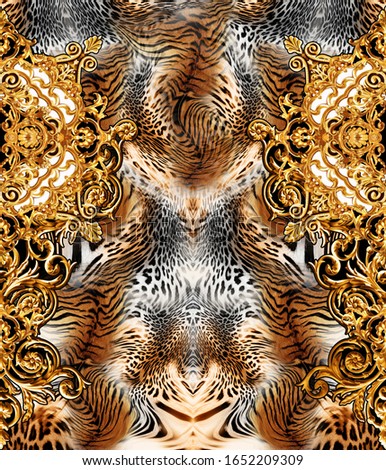 golden baroque and  leopard background