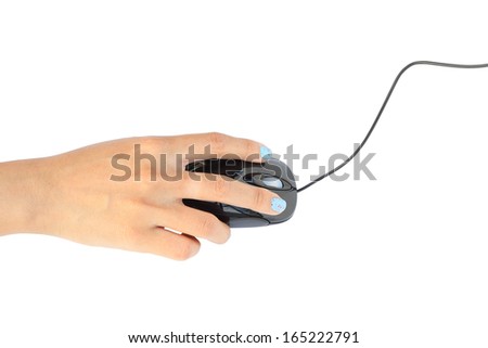 computer mouse in hand isolated on white background (with clipping path)