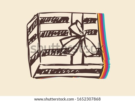 Vector Illustration of Holiday or Birthday Gift with Vintage Rainbow Style. This Is Good For Poster, Background and Shirt Design.