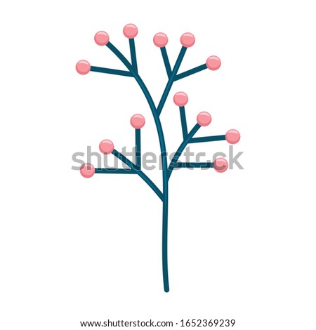 Hand drawn tree branches leaves Vector Illustration