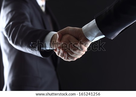 Business people shaking hands, finishing up a meeting Royalty-Free Stock Photo #165241256