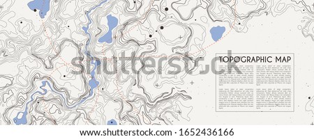 Abstract topographic map background. Topo backdrop lines, contour, geographic grid. Vector illustration with place for text Royalty-Free Stock Photo #1652436166