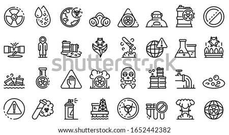 Biohazard icons set. Outline set of biohazard vector icons for web design isolated on white background