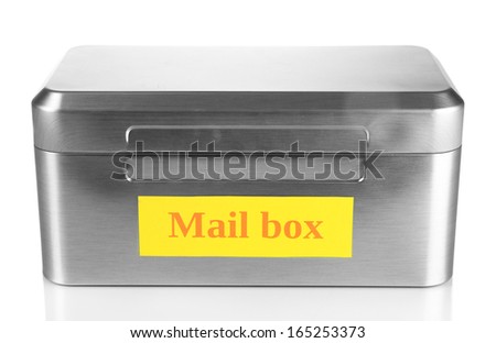 Metallic mailbox isolated on white