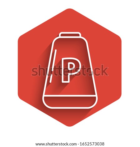White line Pepper icon isolated with long shadow. Cooking spices. Red hexagon button. Vector Illustration