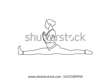 Vector, Silhouette of yoga woman isolation background, Yoga woman with the line art drawing over white background, Cambodia