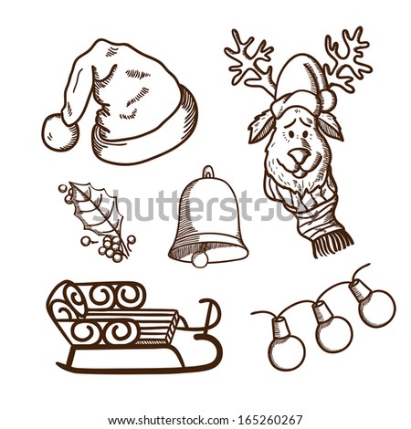 Christmas and New Year objects collection. Holiday design elements